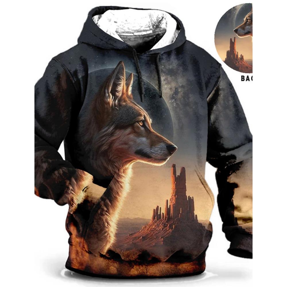 Men's Unisex Hoodie Fashion Pullover Hoodie Sweatshirt Hooded Animal Wolf Lion Dragon Tiger Print Daily 3D Print Casual Hoodies