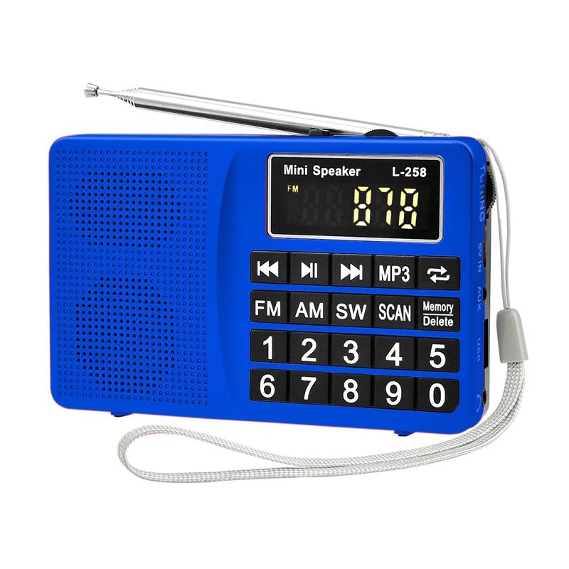 L-258 AM/MW/FM/SW Radio with TF USB AUX LED Display Big Button for Elder