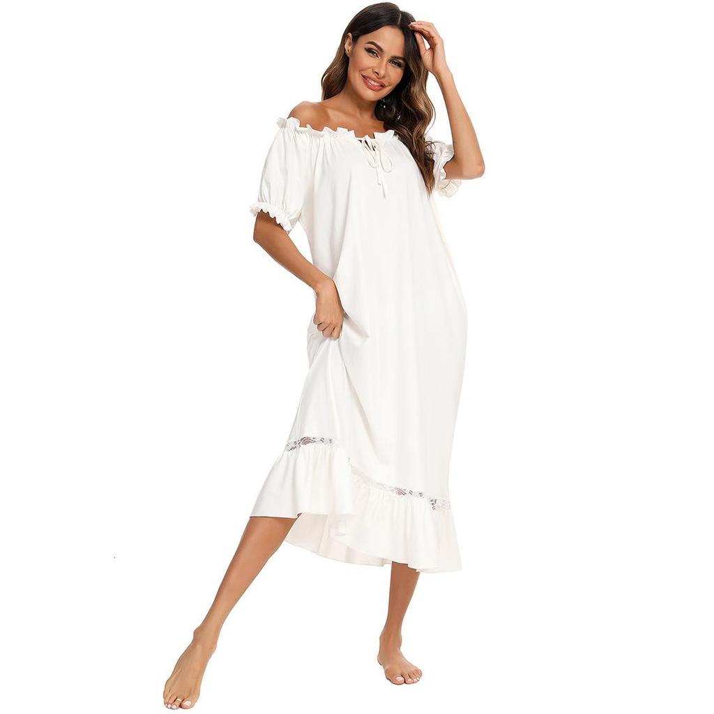 Pajamas for Women Short Sleeve Night Sleep Dress Comfy Loose Casual Lounge Wear Spring Summer Autumn Nightgowns