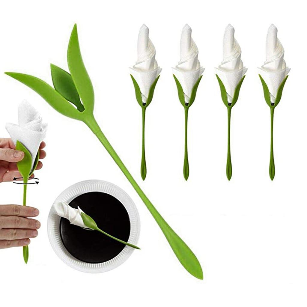 16PCS Пластиковые цветочные бутоны Serviette Держатели для салфеток столовые устройства