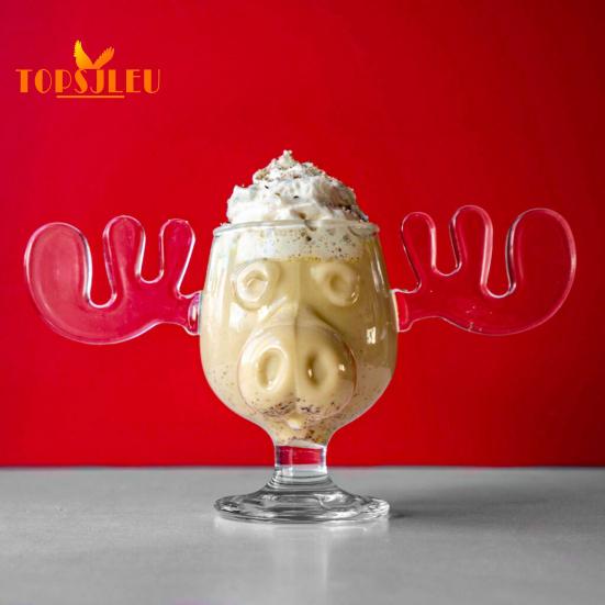 Креативная стеклянная чашка для вина в форме оленя, 235 мл, очаровательный дизайн в форме оленя, украшение для обеденного стола, многоразовая чашка для питья