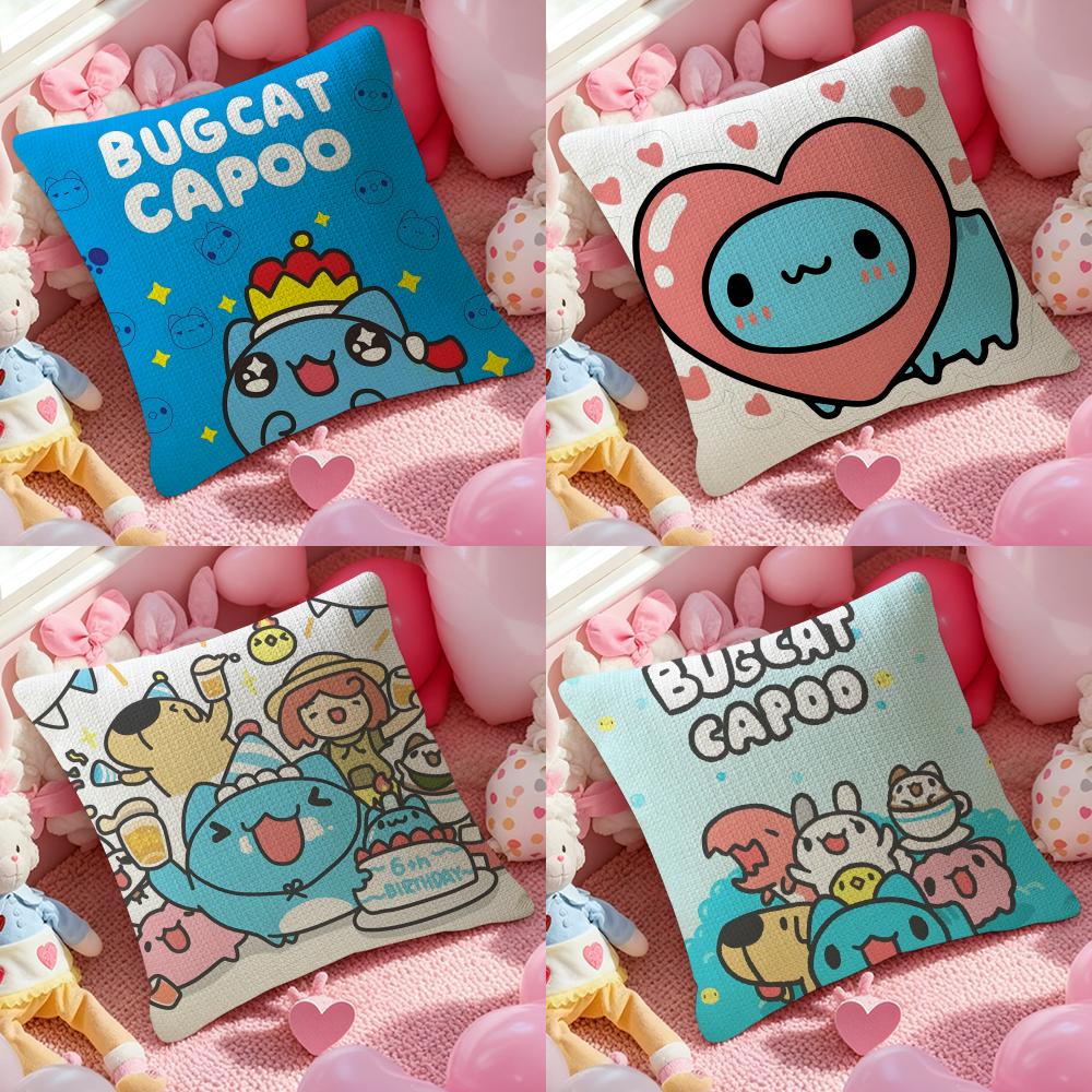 Cute Cartoon BBugcat Capoo Pillow Case Pattern Printed Pillowcase for Living Room Sofa Cushion Cover Bedroom Decor