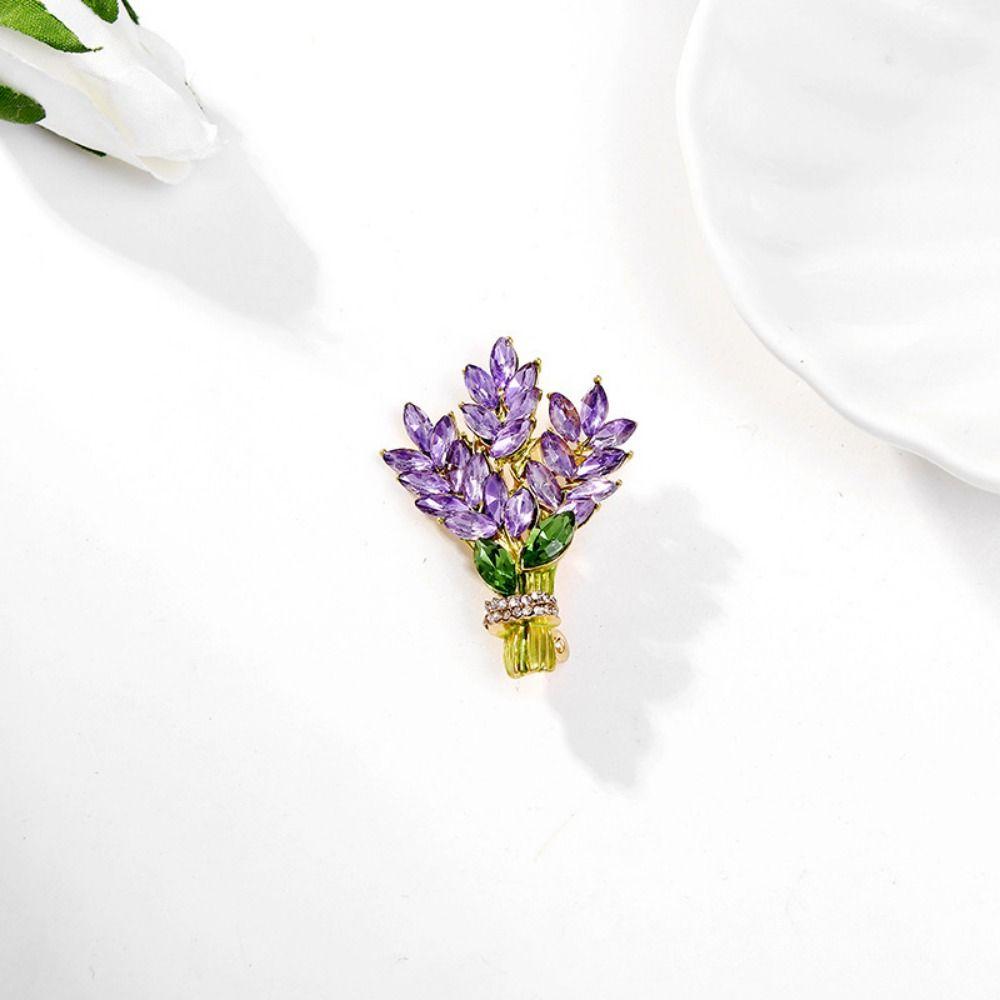 Lavender Lavender Brooch Flower Crystal Lavender Lapel Pins Lavender Women Brooch Women