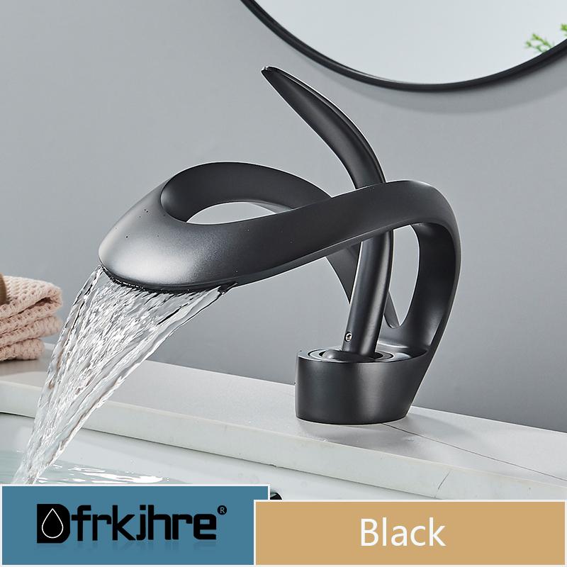 Роскошный белый смеситель для раковины в ванной, черный смеситель для раковины с водопадом, латунный смеситель для раковины с горячей и холодной водой