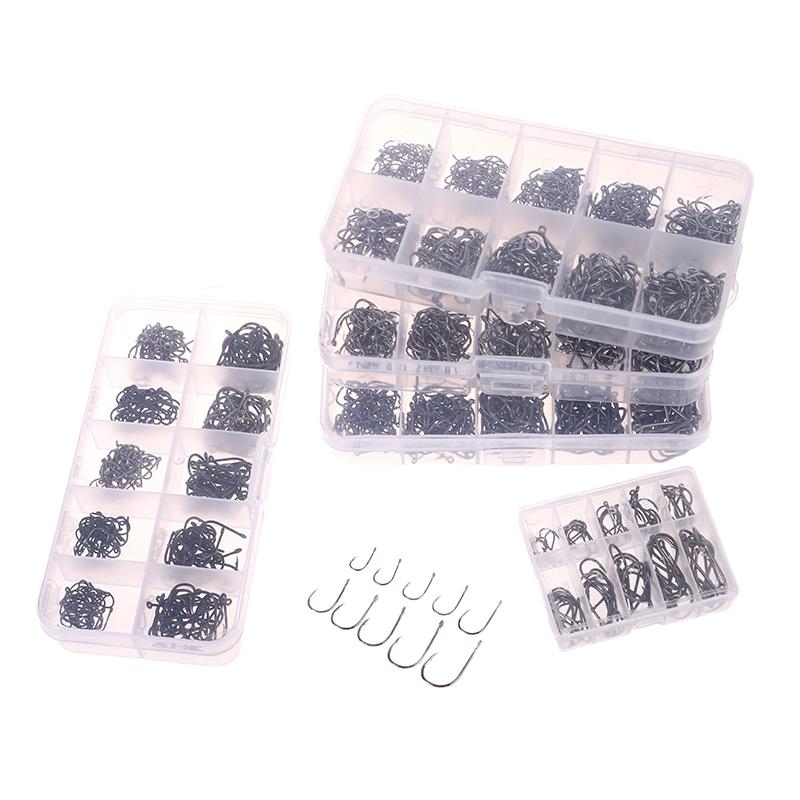 100-500Pcs Fishing Hooks Set High Carbon Steel Sharp Durable Barbed Fishhook Rock Fishing Equipment Gear Tackle Accessories