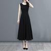 Women Sleeveless Midi Dress Summer Crew Neck Flowy Long Dress Beach Casual Pleated Swing Tank Dress