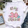 Queen's Birthday Numerically Printed Top Short Sleeve T-shirt Sweet and Cute Party Gift for Women Clothes T Shirt