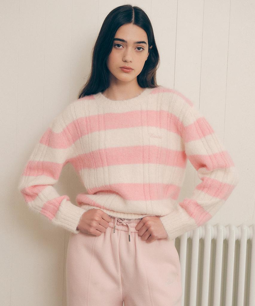 ROLAROLA Overfit Boarder Knit L/Pk+Pk