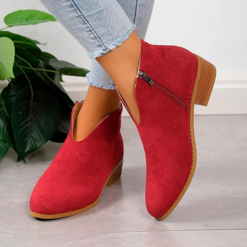 Женские ботильоны на толстой замше на среднем каблуке, зимние новые готические ботинки челси 2024 года, женские гладиаторские ботинки для ходьбы, повседневные ботинки Zapatos Mujer