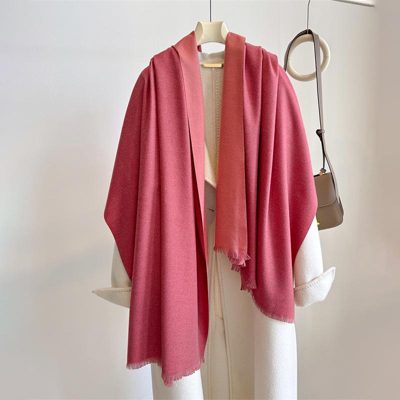 Luxury Winter Cashmere Scarf Women Two Colours Handkerchief Warm Pashmina Female Shawl Wrap Soft Pareo Bufanda Scarves Stole