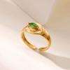 Кольца с зеленым цирконом в виде сглаза для женщин, из нержавеющей стали, золотого цвета, с дизайном глаза, открытое кольцо на палец, женское свадебное украшение, подарок