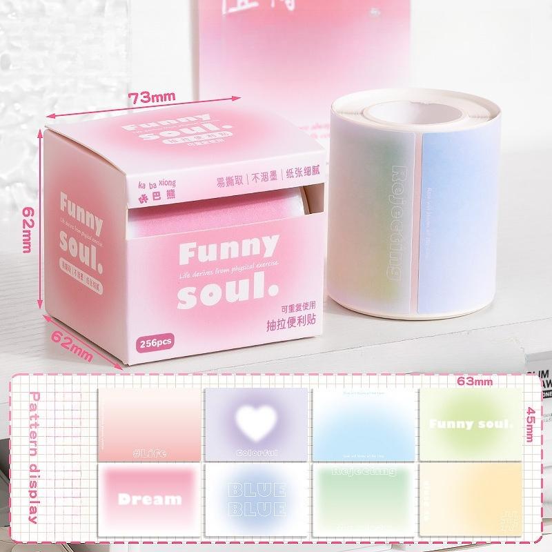 New Gradient Color Boxed Sticky Notes Students with Full Adhesive Index Label Stickers Memo Pad 256 Pieces
