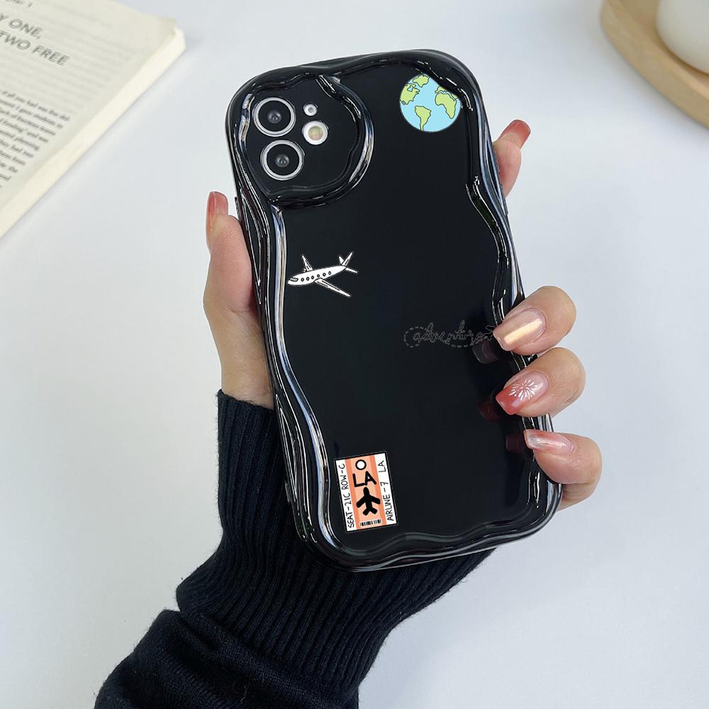 Мягкие волнистые чехлы для телефонов N68 с изображением траектории полета самолета для iPhone 14 Pro Max 13 mini 15 Plus XR 7 8 6 XS Max 12 11, защитный чехол-бампер