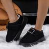Женская обувь 2024 года, сабо с круглым носком, толстая подошва, мокасины, меховые, новые зимние туфли на толстой подошве, резиновая подошва, противоскользящие зимние ботинки