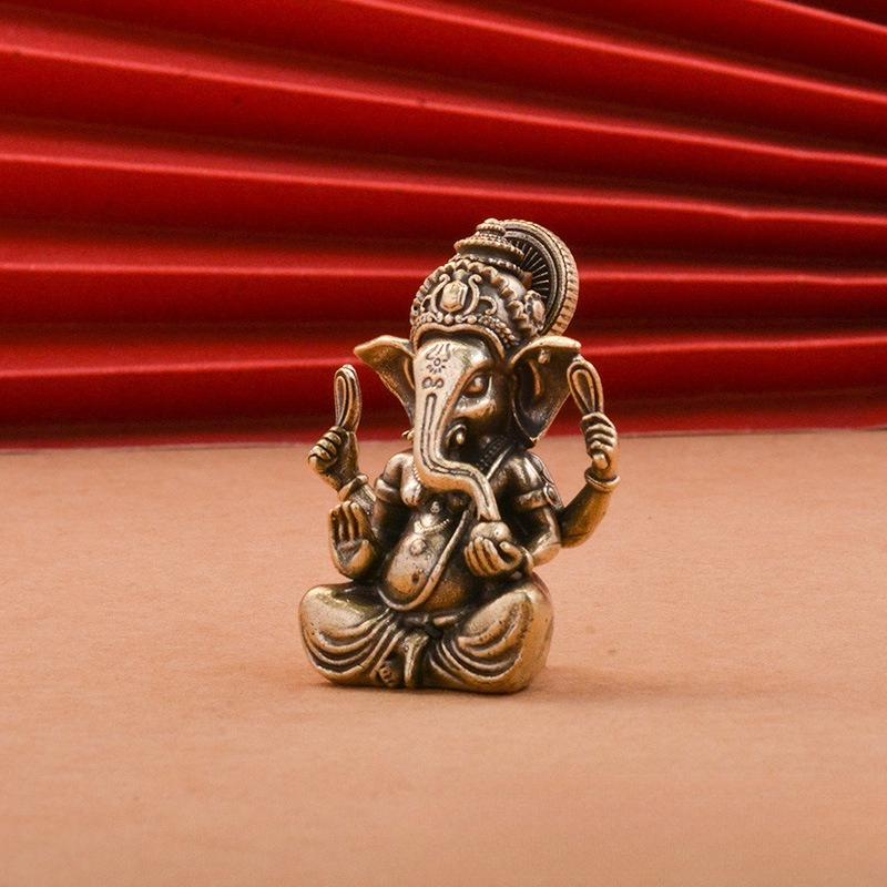 Vintage Brass Lord Ganesha Statue Buddha Ornaments Elephant Hindu God Sculpture Figurines Home Office Decoration Buddha Statues