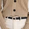 Rhinestone Pearl Decorated Women's Waist Belt Single Circle Pin Buckle Black White Waistband Thin Waist Strap Dress Accessory