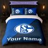 Schalke 04 FC Custom Name Text Bedding Set 1 Duvet Cover+2 Pillowcases Soccer Logo Personalized Gift For Special Occasion Bedroom Decor