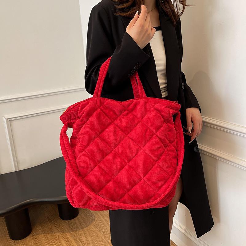 Вместительная повседневная универсальная вельветовая сумка-тоут, женская новая осенне-зимняя сумка для работы через плечо, сумка-мессенджер