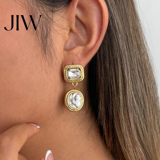 Atmosphere Style Fashion Earrings 1 Pair Faux Crystal Geometric Dangle for Women, Hypoallergenic Ear Needles Sensitive Ears Stainless Steel