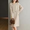 Осень и зима новый повседневный худи средней длины платье женская мода вязаный большой размер свободный пуловер свитер женский