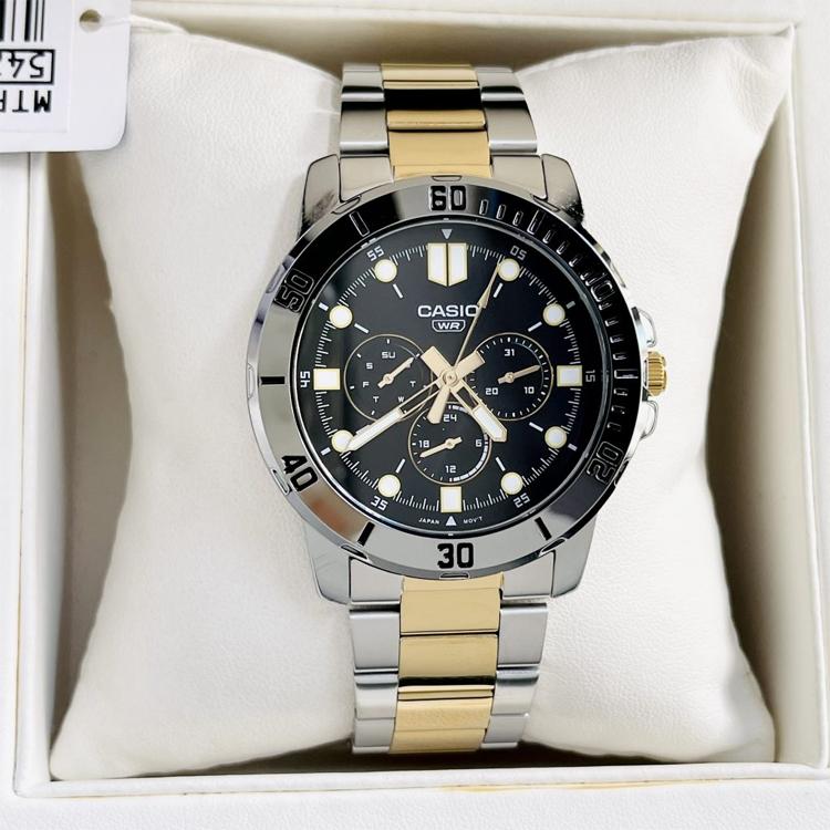 Casio Dress Series Retro Fashion Sports Waterproof Quartz Movement Stainless Steel Strap Men watches Black MTP-VD300SG-1E