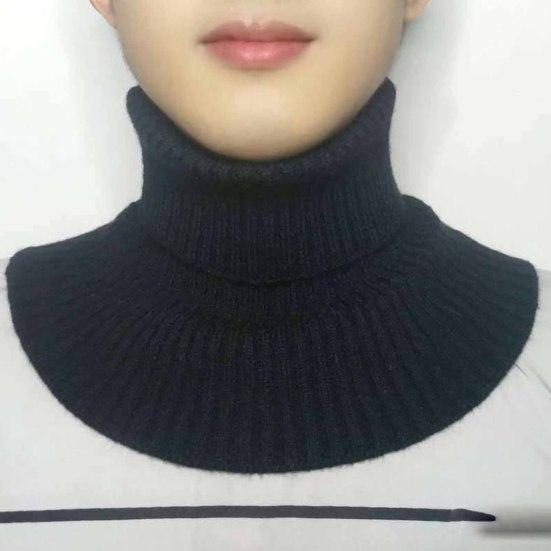 Men's Knitted Scarf Cold-Proof Versatile Keep Warmth All-match Solid Color Elastic Neck Cover for Winter