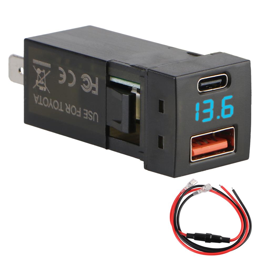 48 Вт Вольтметр USB 18 Вт + Type C 30 Вт Быстрое автомобильное зарядное устройство 12 В-24 В для Toyota Power Socket Быстрая зарядка Вольтметр Аксессуары