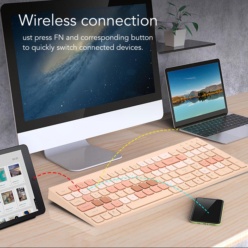 Keyboard Mouse Combo 2.4G Wireless Round Keycaps Ergonomic Type C   Keyboard and Mouse for Phone Tablet  