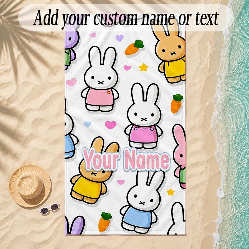 Beach TowelMiffy Custom Name Text Personalized Soft Towel for Beach Pool Indoor Home Decor Gift