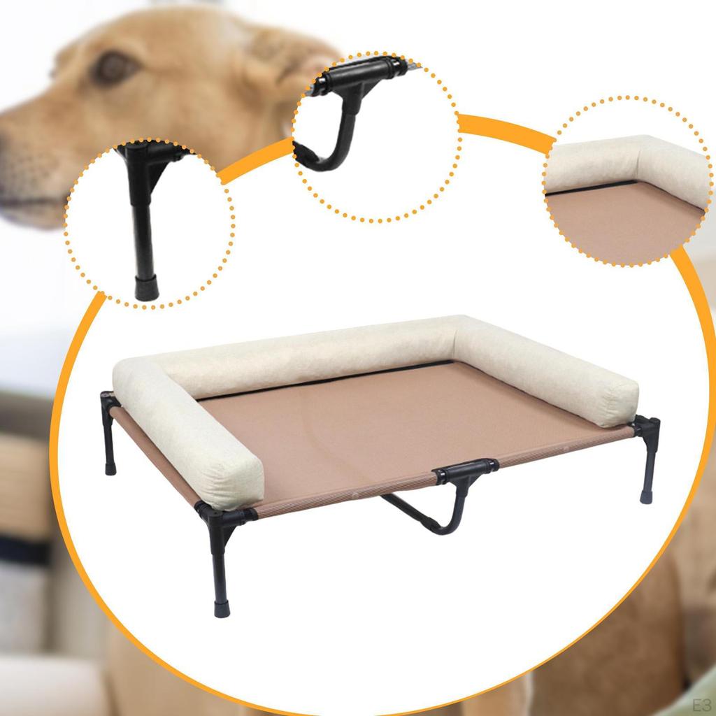 Dog Bed Elevated Cot for Pets with Breathable Mesh Outdoor Use