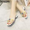 Женские прозрачные мягкие босоножки на среднем толстом каблуке, женские разноцветные тапочки с заклепками и бриллиантами, нескользящая удобная обувь на мягкой подошве