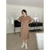 Women's Dress Summer Loose Solid Color Simple Design Sense Slit Straight Casual T-shirt Dress