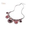 Diamonding Jewelry Ethnic Women Crystal Stone Inlaid Round Enamel Pendant Statement Bib Necklace