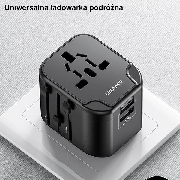 Ładowarka sieciowa 12W USAMS 2xUSB 4w1 Czarna