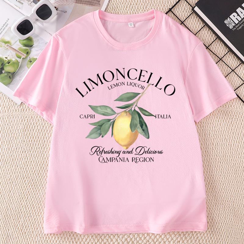 Limoncello Tee Unisex Ladies Lemon Graphic T Shirts Casual Round Neck Printed Italian Summer Tee Shirts Italy Vacation TShirt