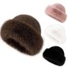 Imitation Mink Fur Fluffy Fur Bucket Hat Solid Color Winter Beanies Hat Russian Cap Cold Weather