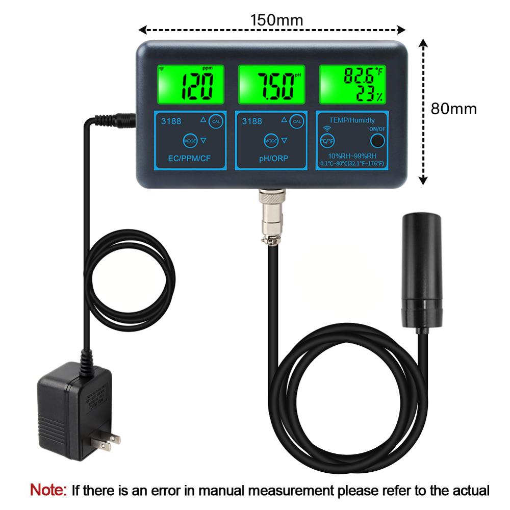 Tuya WiFi 7in1 Water Quality Tester Multi-Parameter Water Analyzer Digital Display PH/ORP/EC/PPM/CF/Humidity/Temperature Monitor