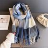 Thick Scarf Women Cashmere Plaid Tassel Winter Warm Scarves Soft Shawl Wrap Elegant Neck Scarf For Ladies Daily Wear Gift
