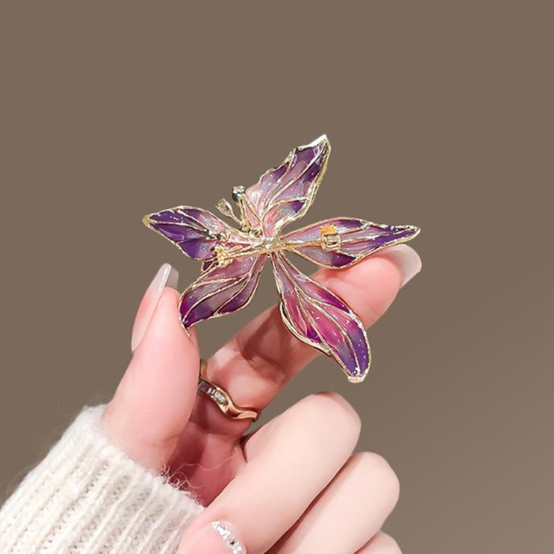 Personality Exquisite French Style Iris Flower Brooches For Women Clothing Coat Jewelry Accessories