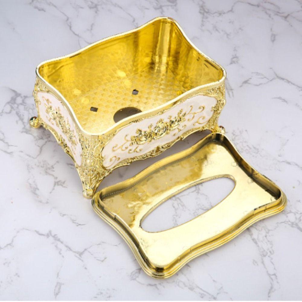 European Style Napkin Holder Rose Pattern Tissue Dispenser Desktop Tissue Box Vehicle-mounted