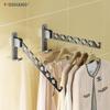 Wall-Mounted Folding Clothes Drying Rack - No Drill, for Bathroom/Balcony Use, Invisible Indoor Hanger.