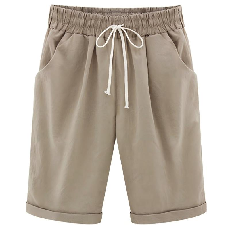 Women's Summer Casual Shorts Solid Color Drawstring Shorts