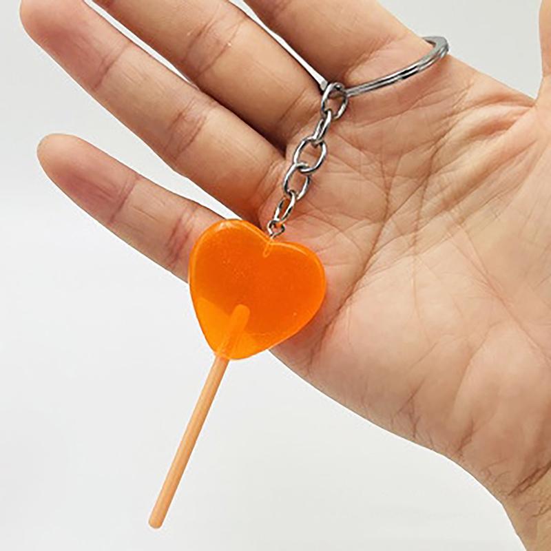 1Pc Men Women Handbag Pendants Diy Kids Jewelry Gifts Lovely Resin Love Lollipop Keychain Mini 3D Simulation Food Key Rings