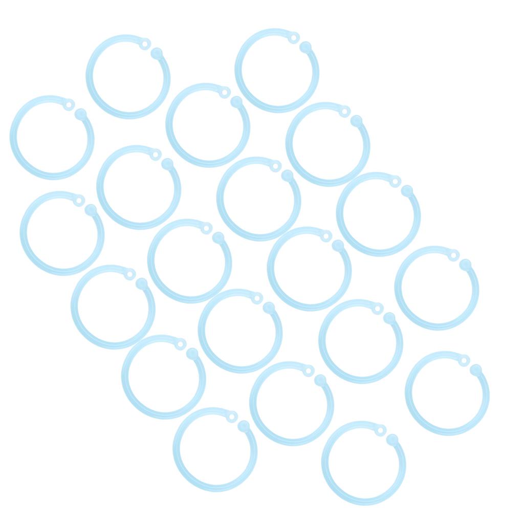20pcs Plastic Rings Transparent Flexible Loose Leaf Book Binder Rings for School Home Office Cards Document NotebookBlue