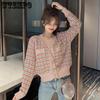 Осенний вязаный свитер, модная повседневная свободная куртка с длинным рукавом, короткий топ для молодых женщин