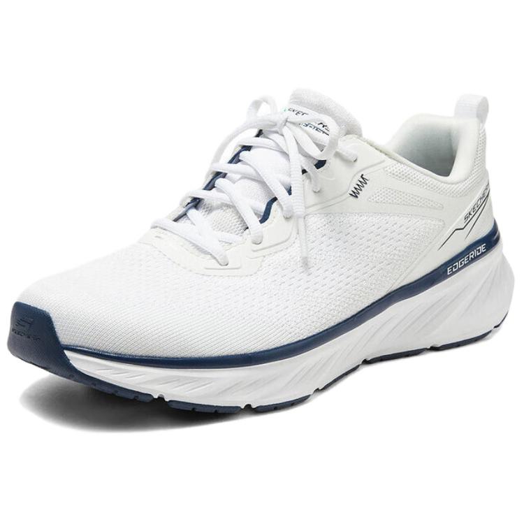 Skechers Edgeride Ткань Удобные Классические Универсальные Модные Дышащие Низкие Повседневные Кроссовки Мужские Белый Синий 232836-WNV