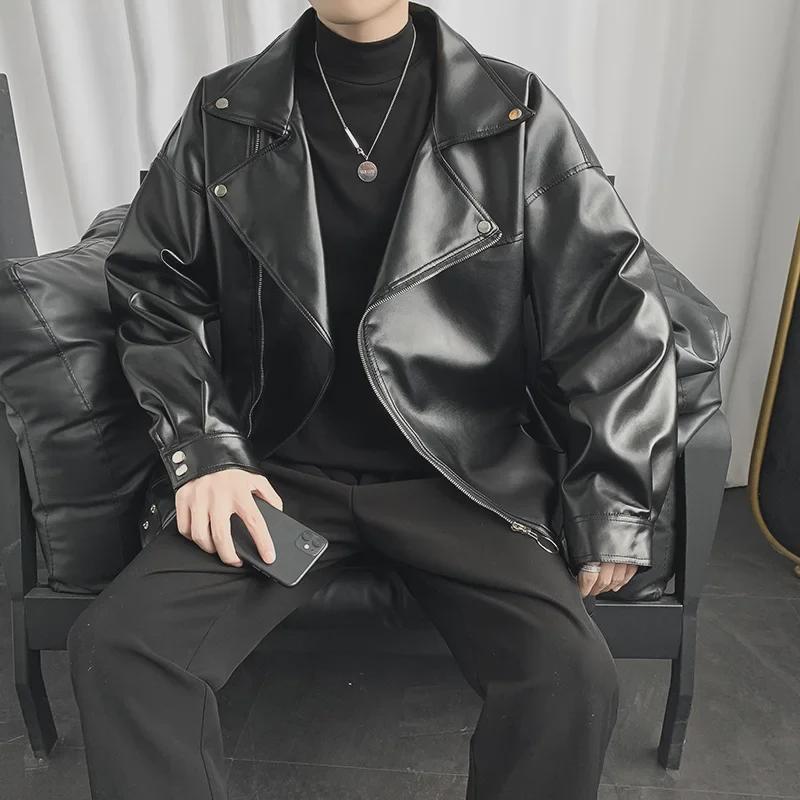Корейская парная мотоциклетная кожаная куртка - стильное гонконгское осенне-зимнее мужское пальто