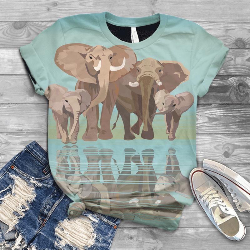 Летняя новая мужская и женская футболка с круглым вырезом и короткими рукавами с принтом слона 3D, свободная футболка для пары