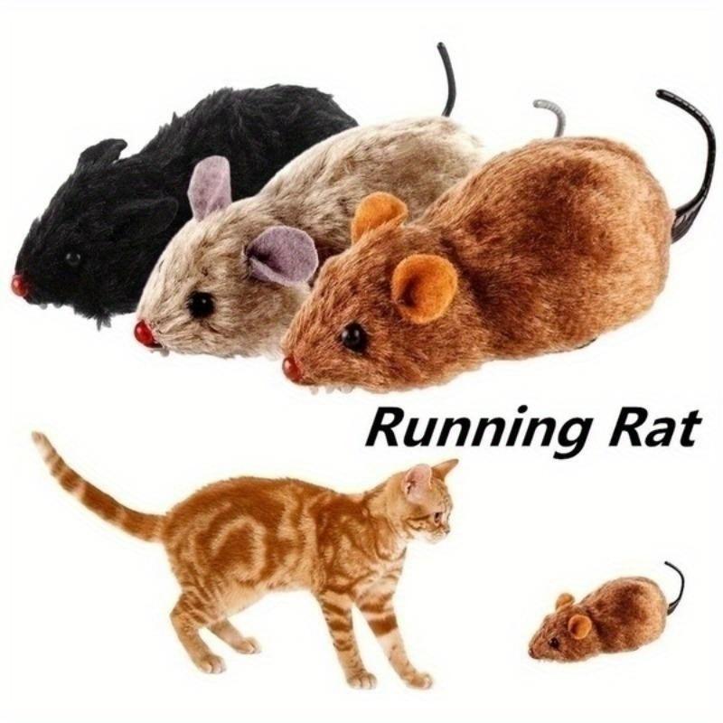 1Pcs Funny Lifelike Plush Mouse Running Rat Toy for Cats Dogs Pets Kids Random Color