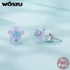 WOSTU Серьги-гвоздики из стерлингового серебра 925 пробы с фиолетовым цветком и нано-опаловым камнем, ювелирные изделия для женщин и девочек, милый подарок